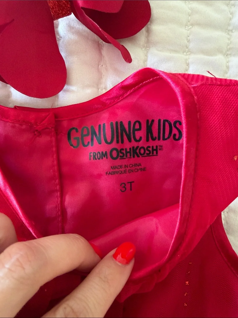 OshKosh B'gosh Sparkling Red Tulle Party Dress with Bow Headband